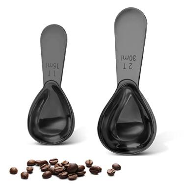 Imagem de safring Conjunto de 2 Peças de Colher de Café de Aço Inoxidável(1 Colher de Sopa, 2 Colheres de Sopa) Colher de Sopa Durável, Colher de Medição Ergonômica, Adequada para Potes Pequ (Curto, Preto)
