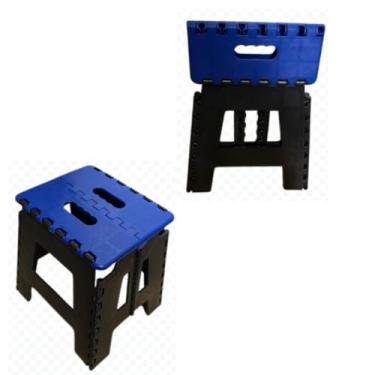 Imagem de Genérico Banquinho Banqueta Plástico Dobrável Resistente Retrátil, Camping, Pesca, Praia e Uso Residencial 32 cm