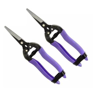 Imagem de Kit 2 Tesoura Poda Colheita Reta Cabo Emborrachado Mola 18cm (Roxo)