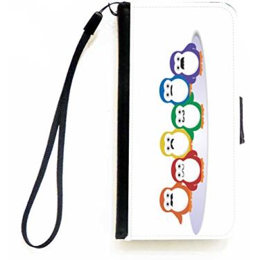 Imagem de Rikki Knight Penguins Capa carteira flip bigode com aba magnética para Apple iPhone 5c