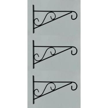 Imagem de Kit Suporte De Parede Floreira Em Ferro 3 Peças Na Cor Preta - Multi M