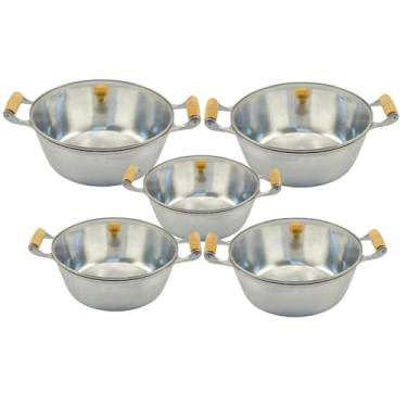 Imagem de Jogo de Panelas Kit 5 Peças Polido Tampa Vidro Alumínio Fundido Batido Grosso