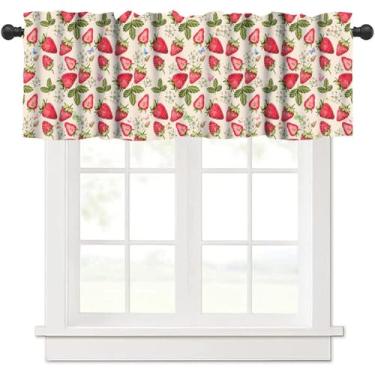 Imagem de Cortinas de saia de morango, retrô, rústico, colorido, boêmio, engraçado, borboleta, floral, folhas, frutas, sem costura, decoração de casa, tratamentos de janela curta, cortinas para quarto, sala de
