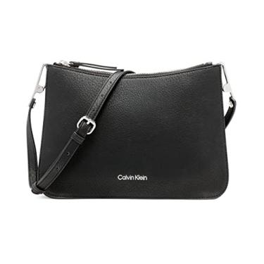 Imagem de Calvin Klein Bolsa tiracolo feminina Sonoma Bubble Lamb, Combo preto/prata, One Size