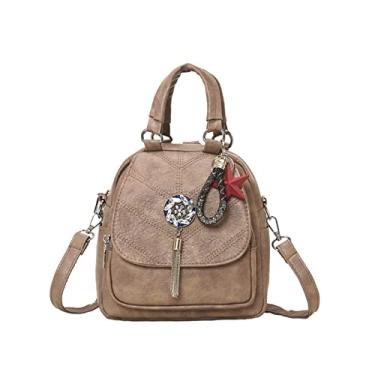 Imagem de Mochila feminina multifuncional bolsa de ombro feminina pequena bolsas femininas mochilas para meninas bolsa(Khaki)