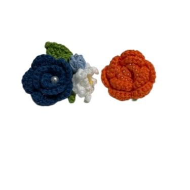 Imagem de Wtanrion Vintage fio trançado crochê rosa flor broche clipe feminino vestido decoração, Small, Acrilonitrila butadieno estireno Ferro, Pérola