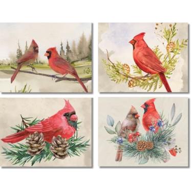 Imagem de Small World Greetings Aquarela Cardeal Note Cards 12 unidades - Dentro em branco com envelopes - Tamanho A2 14 cm x 10,8 cm - Todas as ocasiões - Papelaria para pássaros - Aniversário, simpatia,