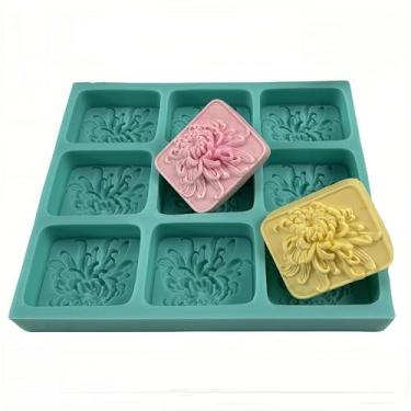 Imagem de Bandeja de silicone com 9 cavidades de margarida para fabricação de sabão natural, moldes de sabão de flor, moldes de cera de vela, molde de sabão feito à mão