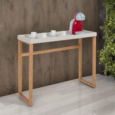 Imagem de Aparador Gourmet Slim Pés em Madeira c/Bandeija MDF para Salas Cozinhas Hall De Entrada Cantinho do Café - Off White