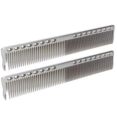 Imagem de Pente de Metal para Homens, Barbeiro Pente 2pcs Profissional Aço Inoxidável 20 X 2,8 Cm Com Densos e Dentes Esparsos para Salão e Uso Doméstico (Prata)