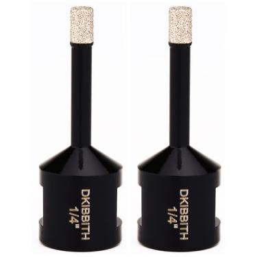 Imagem de DKIBBITH Conjunto De Brocas De Núcleo De Diamante Seco De 1/4" 2 Peças Para Cerâmica, Porcelana, Granito, Mármore, Ladrilhos, Pedra, Vidro, Tijolo, Materiais Duros, Rosca 5/8-11 Para Rebarbadoras, P