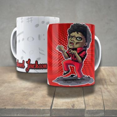 Imagem de Caneca De Porcelana 325ml Decorada ícones Da Música Michael Jackson 3