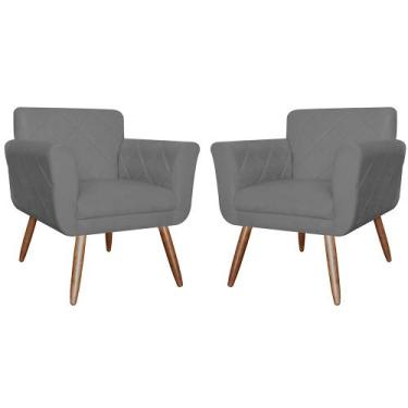 Imagem de Kit Com 2 Poltronas Cadeiras Isabella Estofadas Suede Cinza - INCASA D