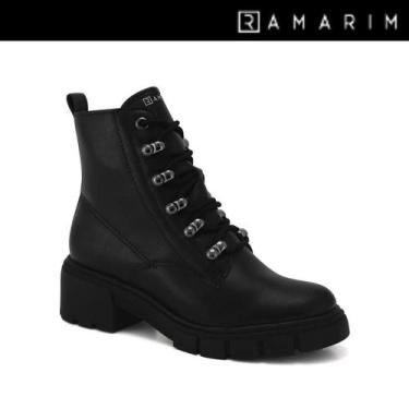 Imagem de Bota Coturno Ankle Feminina Ramarim Tratorada Salto Bloco Baixo Grosso
