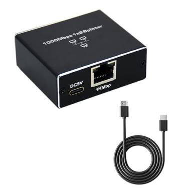 Imagem de Divisor Ethernet LAN RJ45 DC 5V 1 a 2 saídas com cabo USB suporta 2 dispositivos/acesso à rede para cabo Cat5/5e/6/7/8