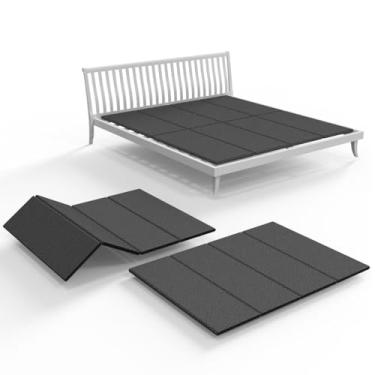 Imagem de Yarfyk Cama leve e fina, cama de casal grande de 10 mm, caixa dobrável de molas, tamanho completo 137 x 199 cm sem necessidade de montagem