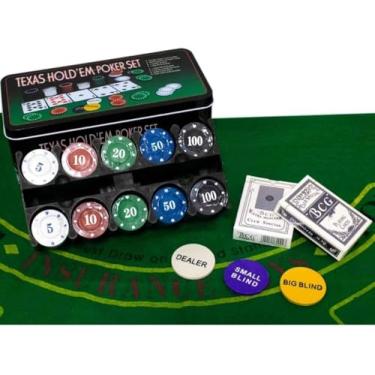 Imagem de Kit Completo Profissional de Poker Com 200 Fichas + 2 Baralhos + Toalha de Feltro para Jogos e Toeneios e Leva Também + 2 Baralhos Dourados