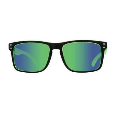 Imagem de CARVE Óculos de sol Goblin – Óculos de sol retangulares ousados, 100% de proteção UV, leves e confortáveis, a melhor vibração diária, Preto fosco e verde, tamanho nico