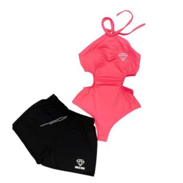Imagem de Conjunto Body Maiô Com Bojo Estampas Refletiva + Short - Gringas Model