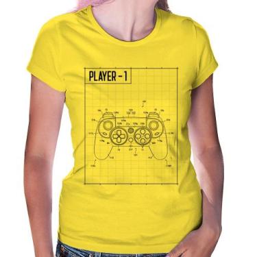 Imagem de Baby Look Player 1 Controle Joystick - Foca na Moda, Amarelo, GG