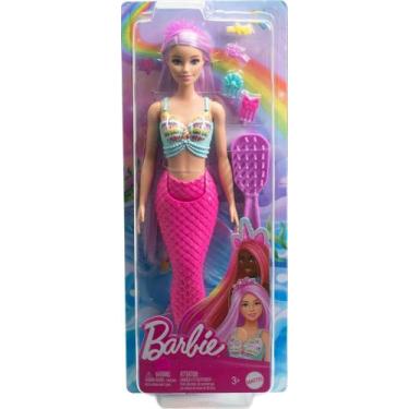 Imagem de Barbie Sereia Cabelo Lilás Cauda Rosa Escova E Aces. Hrr00 - Mattel, C