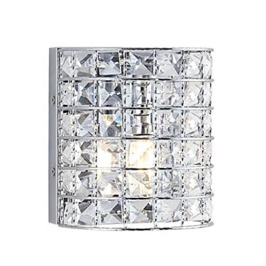 Imagem de JONATHAN Y JYL7542A Clara Deco 15,88 cm 1-Light Metal/Crystal Classic Glam LED Vanity Light Classic Glam Modern Transsitional 2700K LED 4W Banheiro Corredor Sala de Estar Quarto Espelho Armário