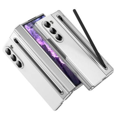 Imagem de Capa para Samsung Galaxy Z Fold 6 com [S Pen] [com protetor de tela e proteção de dobradiça] Capa traseira de couro, capa protetora para celular Samsung Galaxy Z Fold 6 5G com S Pen branca