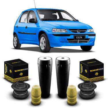 Imagem de Par Kit Coxim Suporte Batedor Batente Coifa Amortecedor Traseiro Chevrolet Celta 2000 2001 2002 2003 2004 2005 2006
