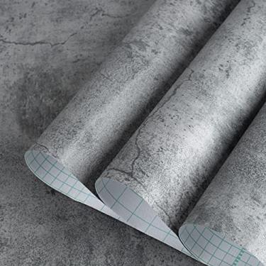 Imagem de Papel de parede cinza para contato de concreto fosco espesso texturizado cinza papel de parede de cimento adesivo removível à prova d'água papel de parede estilo industrial cozinha mesa vinil
