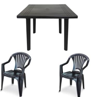 Imagem de Kit 2 Cadeiras Poltrona 1 Mesa Quadrada Desmontável Plástico - Arqplas