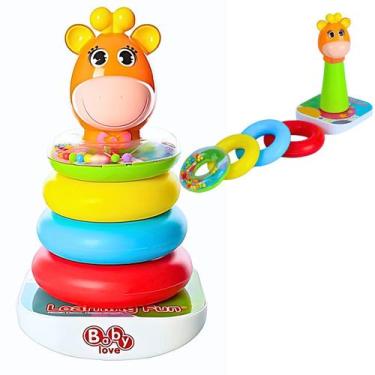 Imagem de Brinquedo Infantil de Empilhar Argolas Coloridas Girafa - Castela