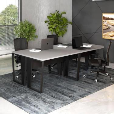 Imagem de Estação Trabalho Escritório p/ 4 Pessoas 240cm Pé Metal F5 - F5 Office