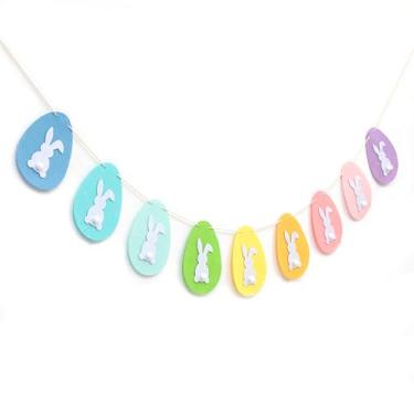 Imagem de Agkvw Guirlanda De Coelho E Ovo Feltro Para A Páscoa - Decoração Lareira, Primavera Faixa Parede