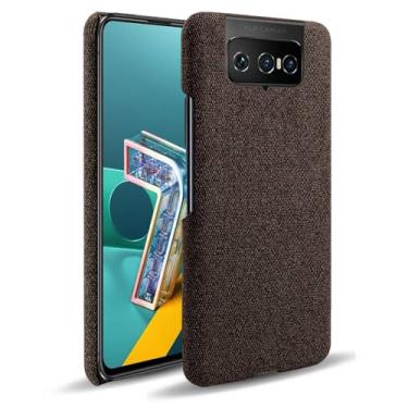 Imagem de Capa para ASUS Zenfone 7,Capa desenhada em lona,Case Protetora Ultrafina com Empunhadura Macia,Design em Tecido Antichoque e Antiarranhões-Brown