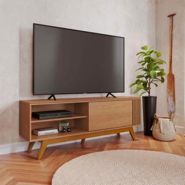 Imagem de Rack Bancada Pés Madeira Nuro 160cm Porta Deslizante MDF/MDP TV até 60