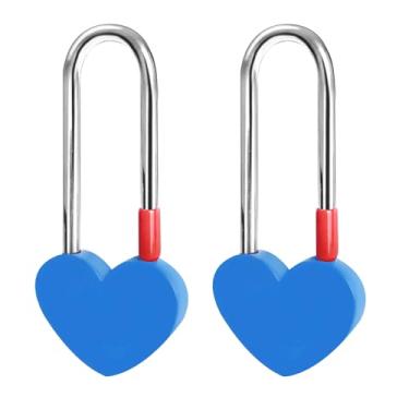 Imagem de Gradleen Cadeado de coração único Keyless Love Lock, 2 peças azul 8,9 cm 50 mm Love cadeado para ponte Lovelock, árvore dos desejos (sem chave)