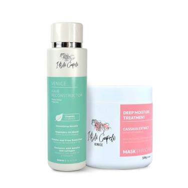 Imagem de I Belli Capelli Venice Smoothing Keratin Kit, Kit de Tratamento Capilar Alisante de Keratina - Keratina Para Alisar o Cabelo Sem Formol - Passo Único & Máscara Capilar Para Cabelo Macio e Sedoso (500g) - (Pacote com 2)