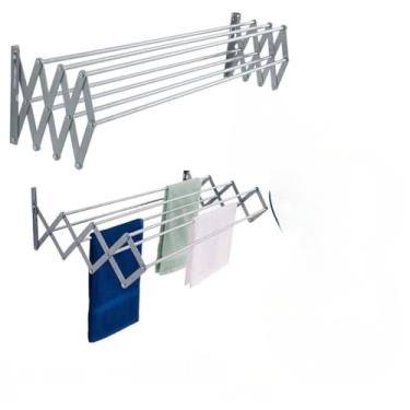 Imagem de Varal De Parede Sanfonado Dobravel Retratil Varios Tamanhos 40cm 50cm 60cm 80cm 100cm 120cm(100CM)