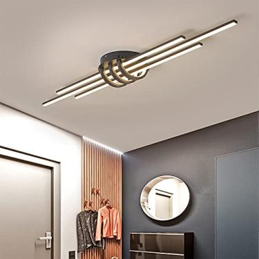 Imagem de Luminária de teto moderna com 3 luzes para quarto, corredor e cozinha, design criativo, montagem embutida, preta/branca quente, 80 cm, 37 W