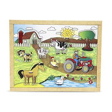 Imagem de Carlu Brinquedos - Pinos Fazenda Quebra-Cabeça, 4+ Anos, 10 Peças, Multicolorido, 1653