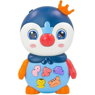 Imagem de Pinguim Musical Infantil com Teclado, Brinquedo Educativo com Sons de Animais Marinhos, Azul e Laranja