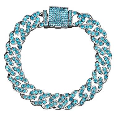 Imagem de Apzzic Pulseira de elos cubanos Miami banhado a ouro hip hop completo CZ Prong Diamond Bracelet com caixa de presente tornozeleira de elos cubanos para homens e mulheres, 7 inch, Banhado a ouro