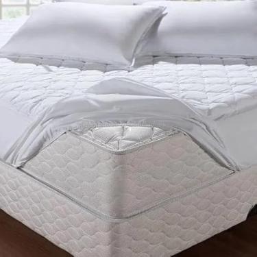 Imagem de Capa Protetora Impermeável Matelada Colchão Box Casal Queen Com Elastico (BRANCO, CASAL)