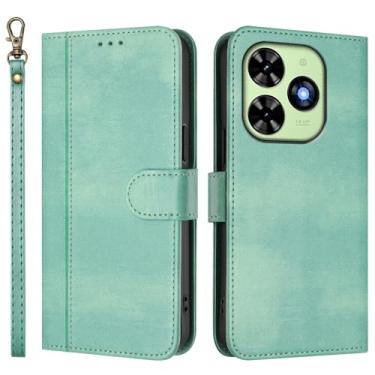 Imagem de Capa carteira flip de couro PU para Infinix Smart 8 Pro 2024, capa de telefone com alça de pulso, 3 compartimentos para cartão + bolso para dinheiro, fecho magnético, suporte antiqueda e compatível