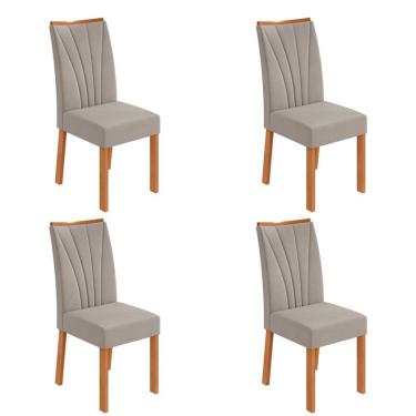 Imagem de Conjunto com 4 Cadeiras Apogeu Veludo Capuccino e Amêndoa