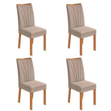 Imagem de Conjunto com 4 Cadeiras Apogeu Linho Bege e Amêndoa