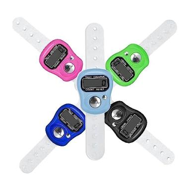 Imagem de PHONEX Tally Counter Clicker: contador digital de dedo portátil, contadores de inclinação para rastreamento preciso em treinamento, tricô, contagem de pessoas, tempo de volta, pesca, golfe e remo (conjunto de 5)