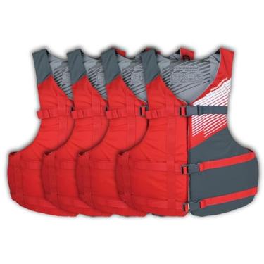 Imagem de Stohlquist Colete salva-vidas adulto de ajuste universal PFD (pacote com 4) aprovado pela guarda costeira, para homens e mulheres, 90 kg, neoprene leve e ajustável, ideal para passeios de barco