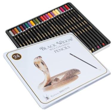 Imagem de Lápis de cor Black Widow para adultos – 24 lápis de colorir – Conjunto de lápis de cor lisa – fantástico para livros de colorir e desenho de adultos