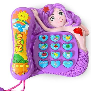 Imagem de Telefone Musical Infantil Sereia Encantada Sons Luz Colorido Fala Ingl